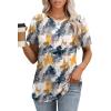 imageOFEEFAN Short Sleeve Tshirts for Women Summer Eyelet Short Sleeve Tops Loose Casual Basic TeeFloral Teal