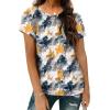 imageOFEEFAN Short Sleeve Tshirts for Women Summer Eyelet Short Sleeve Tops Loose Casual Basic TeeFloral Teal