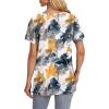 imageOFEEFAN Short Sleeve Tshirts for Women Summer Eyelet Short Sleeve Tops Loose Casual Basic TeeFloral Teal