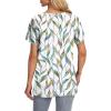imageOFEEFAN Short Sleeve Tshirts for Women Summer Eyelet Short Sleeve Tops Loose Casual Basic TeePrint Leaf