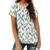 imageOFEEFAN Short Sleeve Tshirts for Women Summer Eyelet Short Sleeve Tops Loose Casual Basic TeePrint Leaf