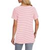imageOFEEFAN Short Sleeve Tshirts for Women Summer Eyelet Short Sleeve Tops Loose Casual Basic TeeWhite and Pink