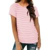 imageOFEEFAN Short Sleeve Tshirts for Women Summer Eyelet Short Sleeve Tops Loose Casual Basic TeeWhite and Pink