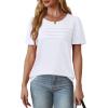 imageOFEEFAN Womens T Shirts Short Sleeve Tops Dressy Casual Blouses Spring Summer Outfits Flowy Pleated Front Scooped Neck0white