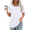 imageOFEEFAN Womens T Shirts Short Sleeve Tops Dressy Casual Blouses Spring Summer Outfits Flowy Pleated Front Scooped Neck0white