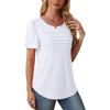 imageOFEEFAN Womens T Shirts Short Sleeve Tops Dressy Casual Blouses Spring Summer Outfits Flowy Pleated Front Scooped Neck0white