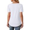 imageOFEEFAN Womens T Shirts Short Sleeve Tops Dressy Casual Blouses Spring Summer Outfits Flowy Pleated Front Scooped Neck0white