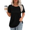 imageOFEEFAN Womens T Shirts Short Sleeve Tops Dressy Casual Blouses Spring Summer Outfits Flowy Pleated Front Scooped Neck1black