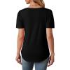 imageOFEEFAN Womens T Shirts Short Sleeve Tops Dressy Casual Blouses Spring Summer Outfits Flowy Pleated Front Scooped Neck1black