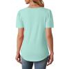 imageOFEEFAN Womens T Shirts Short Sleeve Tops Dressy Casual Blouses Spring Summer Outfits Flowy Pleated Front Scooped Neck2aqua