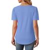 imageOFEEFAN Womens T Shirts Short Sleeve Tops Dressy Casual Blouses Spring Summer Outfits Flowy Pleated Front Scooped Neck2baby Blue
