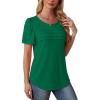 imageOFEEFAN Womens T Shirts Short Sleeve Tops Dressy Casual Blouses Spring Summer Outfits Flowy Pleated Front Scooped Neck2green