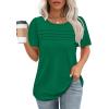 imageOFEEFAN Womens T Shirts Short Sleeve Tops Dressy Casual Blouses Spring Summer Outfits Flowy Pleated Front Scooped Neck2green