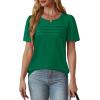 imageOFEEFAN Womens T Shirts Short Sleeve Tops Dressy Casual Blouses Spring Summer Outfits Flowy Pleated Front Scooped Neck2green