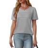 imageOFEEFAN Womens T Shirts Short Sleeve Tops Dressy Casual Blouses Spring Summer Outfits Flowy Pleated Front Scooped Neck2grey