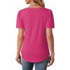 imageOFEEFAN Womens T Shirts Short Sleeve Tops Dressy Casual Blouses Spring Summer Outfits Flowy Pleated Front Scooped Neck2hot Pink