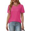 imageOFEEFAN Womens T Shirts Short Sleeve Tops Dressy Casual Blouses Spring Summer Outfits Flowy Pleated Front Scooped Neck2hot Pink