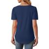 imageOFEEFAN Womens T Shirts Short Sleeve Tops Dressy Casual Blouses Spring Summer Outfits Flowy Pleated Front Scooped Neck2navy