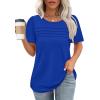 imageOFEEFAN Womens T Shirts Short Sleeve Tops Dressy Casual Blouses Spring Summer Outfits Flowy Pleated Front Scooped Neck2royal Blue