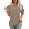 imageOFEEFAN Womens T Shirts Short Sleeve Tops Dressy Casual Blouses Spring Summer Outfits Flowy Pleated Front Scooped Neck2sand