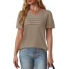 imageOFEEFAN Womens T Shirts Short Sleeve Tops Dressy Casual Blouses Spring Summer Outfits Flowy Pleated Front Scooped Neck2sand