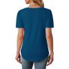 imageOFEEFAN Womens T Shirts Short Sleeve Tops Dressy Casual Blouses Spring Summer Outfits Flowy Pleated Front Scooped Neck2teal Blue