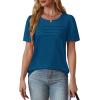 imageOFEEFAN Womens T Shirts Short Sleeve Tops Dressy Casual Blouses Spring Summer Outfits Flowy Pleated Front Scooped Neck2teal Blue