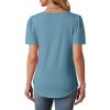 imageOFEEFAN Womens T Shirts Short Sleeve Tops Dressy Casual Blouses Spring Summer Outfits Flowy Pleated Front Scooped Neck2turquoise