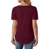 imageOFEEFAN Womens T Shirts Short Sleeve Tops Dressy Casual Blouses Spring Summer Outfits Flowy Pleated Front Scooped Neck2wine Red