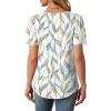 imageOFEEFAN Womens T Shirts Short Sleeve Tops Dressy Casual Blouses Spring Summer Outfits Flowy Pleated Front Scooped Neck3floral Leaf