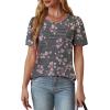 imageOFEEFAN Womens T Shirts Short Sleeve Tops Dressy Casual Blouses Spring Summer Outfits Flowy Pleated Front Scooped Neck3floral Pink