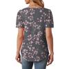 imageOFEEFAN Womens T Shirts Short Sleeve Tops Dressy Casual Blouses Spring Summer Outfits Flowy Pleated Front Scooped Neck3floral Pink