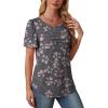 imageOFEEFAN Womens T Shirts Short Sleeve Tops Dressy Casual Blouses Spring Summer Outfits Flowy Pleated Front Scooped Neck3floral Pink