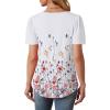 imageOFEEFAN Womens T Shirts Short Sleeve Tops Dressy Casual Blouses Spring Summer Outfits Flowy Pleated Front Scooped Neck3floral Red
