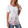 imageOFEEFAN Womens T Shirts Short Sleeve Tops Dressy Casual Blouses Spring Summer Outfits Flowy Pleated Front Scooped Neck3floral Red