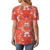 imageOFEEFAN Womens T Shirts Short Sleeve Tops Dressy Casual Blouses Spring Summer Outfits Flowy Pleated Front Scooped Neck4floral Red