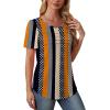 imageOFEEFAN Womens T Shirts Short Sleeve Tops Dressy Casual Blouses Spring Summer Outfits Flowy Pleated Front Scooped Neck4striped Dots