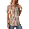 imageOFEEFAN Womens T Shirts Short Sleeve Tops Dressy Casual Blouses Spring Summer Outfits Flowy Pleated Front Scooped Neck4tiedye Brown