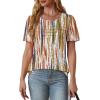 imageOFEEFAN Womens T Shirts Short Sleeve Tops Dressy Casual Blouses Spring Summer Outfits Flowy Pleated Front Scooped Neck4tiedye Brown
