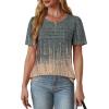 imageOFEEFAN Womens T Shirts Short Sleeve Tops Dressy Casual Blouses Spring Summer Outfits Flowy Pleated Front Scooped Neck4tiedye Greycoral