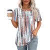 imageOFEEFAN Womens T Shirts Short Sleeve Tops Dressy Casual Blouses Spring Summer Outfits Flowy Pleated Front Scooped Neck4tiedye Multi