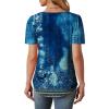 imageOFEEFAN Womens T Shirts Short Sleeve Tops Dressy Casual Blouses Spring Summer Outfits Flowy Pleated Front Scooped Neck4tiedye Navy