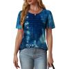 imageOFEEFAN Womens T Shirts Short Sleeve Tops Dressy Casual Blouses Spring Summer Outfits Flowy Pleated Front Scooped Neck4tiedye Navy
