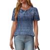 imageOFEEFAN Womens T Shirts Short Sleeve Tops Dressy Casual Blouses Spring Summer Outfits Flowy Pleated Front Scooped Neck4tiedye Palenavy
