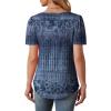 imageOFEEFAN Womens T Shirts Short Sleeve Tops Dressy Casual Blouses Spring Summer Outfits Flowy Pleated Front Scooped Neck4tiedye Palenavy