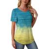 imageOFEEFAN Womens T Shirts Short Sleeve Tops Dressy Casual Blouses Spring Summer Outfits Flowy Pleated Front Scooped Neck4tiedye Yellow