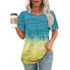 imageOFEEFAN Womens T Shirts Short Sleeve Tops Dressy Casual Blouses Spring Summer Outfits Flowy Pleated Front Scooped Neck4tiedye Yellow