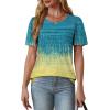 imageOFEEFAN Womens T Shirts Short Sleeve Tops Dressy Casual Blouses Spring Summer Outfits Flowy Pleated Front Scooped Neck4tiedye Yellow