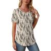 imageOFEEFAN Womens T Shirts Short Sleeve Tops Dressy Casual Blouses Spring Summer Outfits Flowy Pleated Front Scooped Neck5beige Black