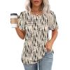 imageOFEEFAN Womens T Shirts Short Sleeve Tops Dressy Casual Blouses Spring Summer Outfits Flowy Pleated Front Scooped Neck5beige Black